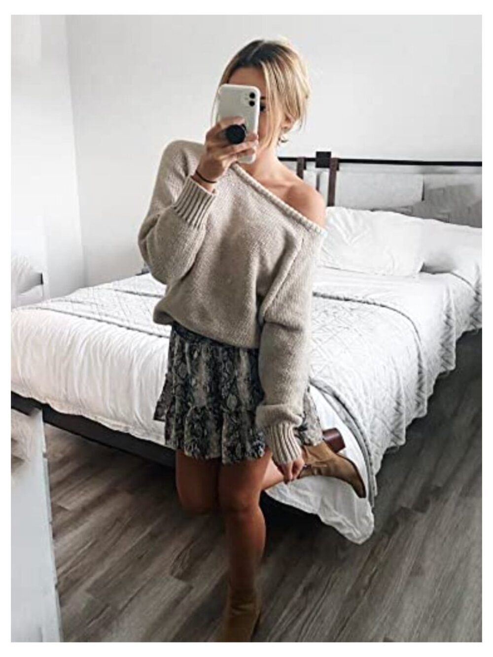 Oversized Chunky Knit Pullover Sweater Off Shoulder Crew Neck Long Sleeve - Picture 5 of 6